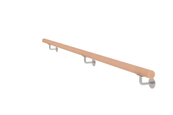 Wooden handle beech and stainless steel holders, L2000mm